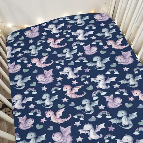 Cute Dragons Rainbow Baby Crib Sheet 28x52