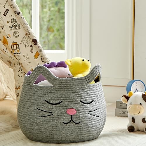 OMERAI Cotton Rope Animal Storage Basket with Handles