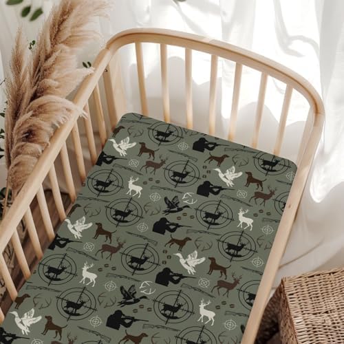 Hunting Deer Duck Baby Crib Sheets 52x28 Inch Fitted Mattress Cover