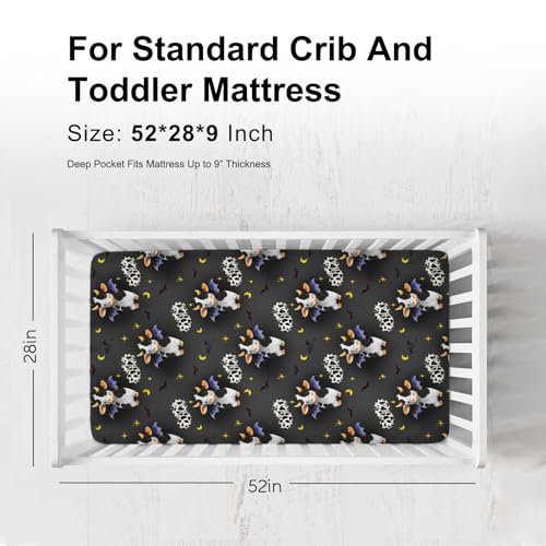 Halloween Cows Pumpkins Crib Sheet 52x28 Fitted Mattress Cover