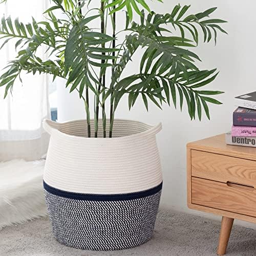 KAKAMAY 17x17 Cotton Woven Laundry Basket