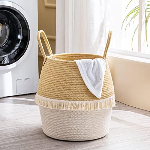 KAKAMAY Cotton Woven Storage Basket 17x17 Beige