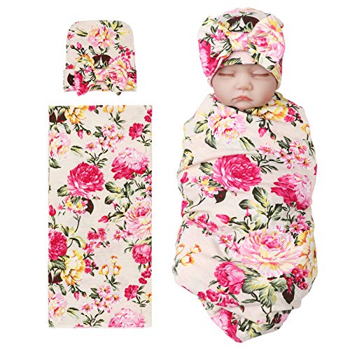 DRESHOW BQUBO Receiving Blanket with Hat for Newborn Baby