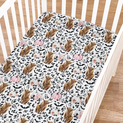 KASTLEE Fall Highland Cows Crib Sheets for Girl Boy