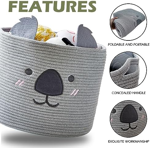 OMERAI Koala Cotton Rope Woven Basket 15 x 126 Grey