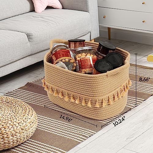 TeoKJ 3 Pack Cotton Storage Baskets with Tassels
