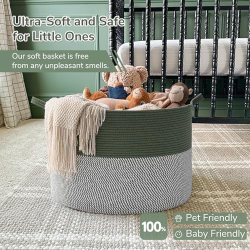 INDRESSME Green Large Laundry Basket with Handles